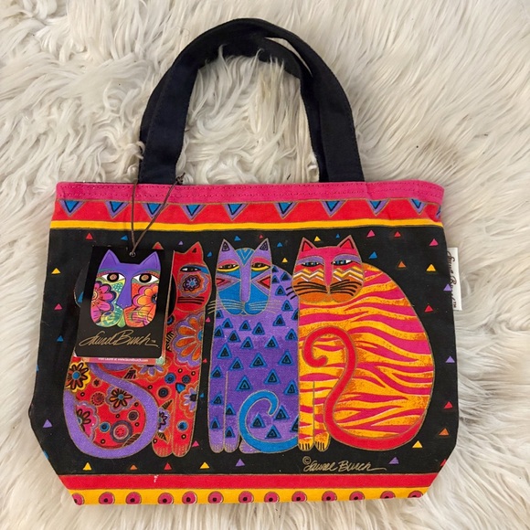 Laurel Burch Handbags - Laurel Burch Vintage Colorful Cats Small Handbag NEW